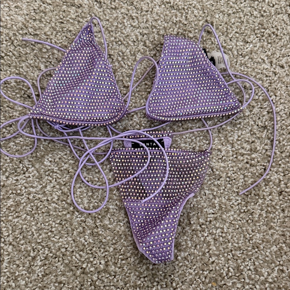 Lavender Rhinestone Bikini Set - image 1